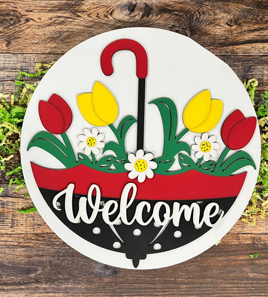 Welcome Spring Umbrella Sign