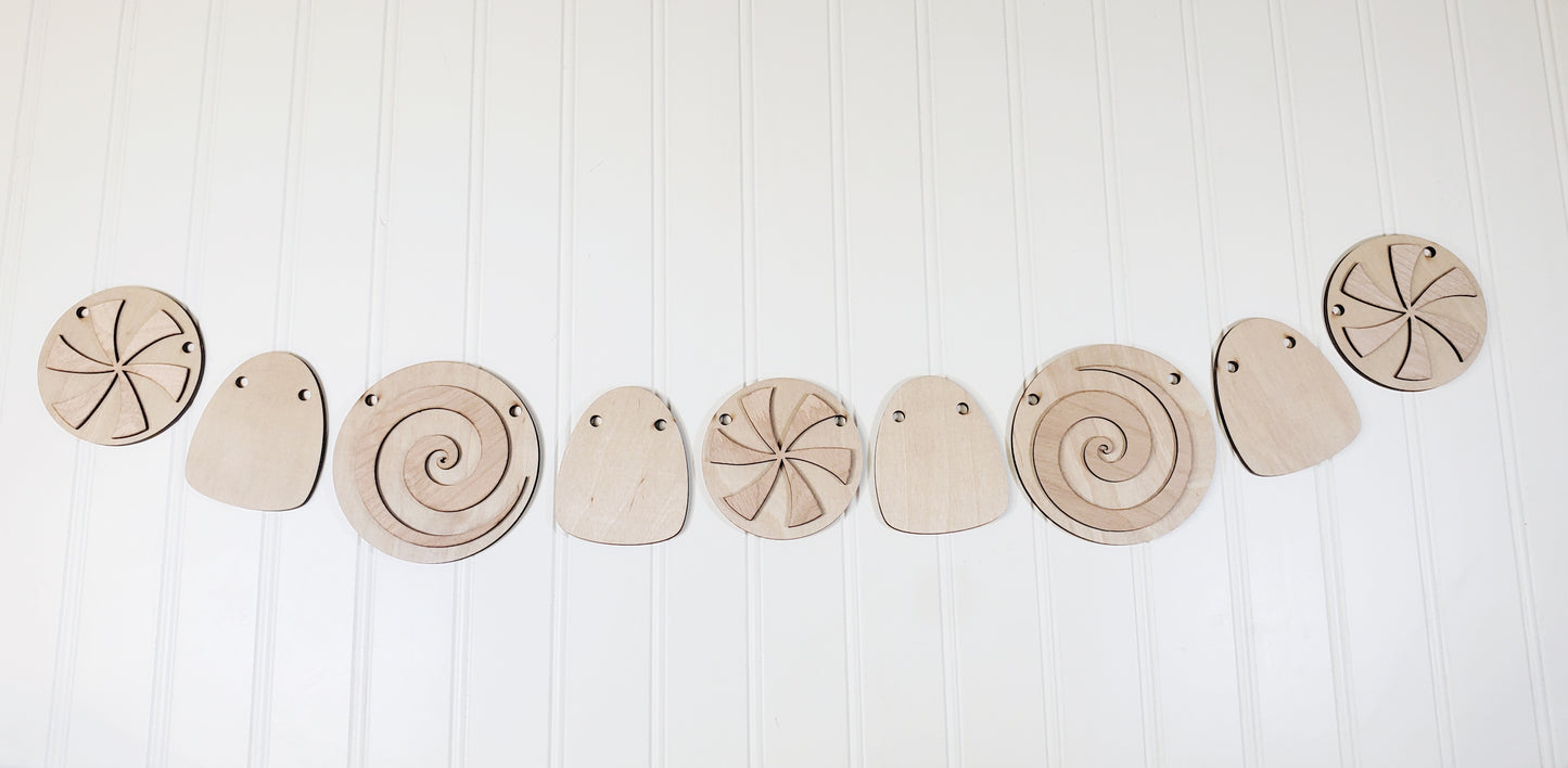 DIY - Candy Christmas Wooden Banner/Garland Kit