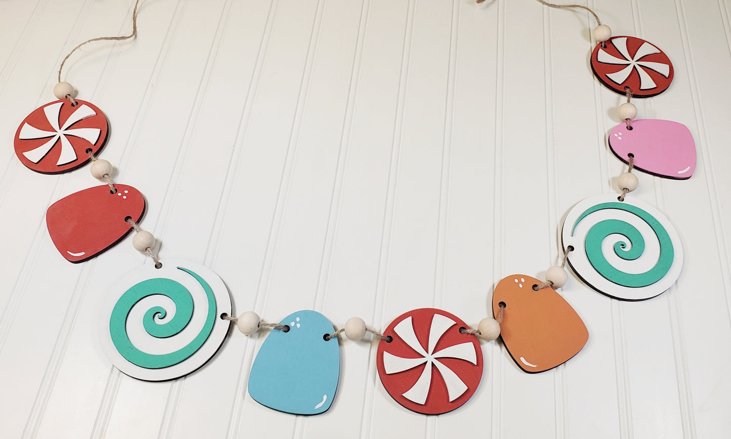 DIY - Candy Christmas Wooden Banner/Garland Kit