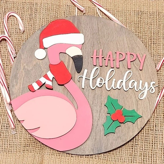 Happy Holidays Flamingo