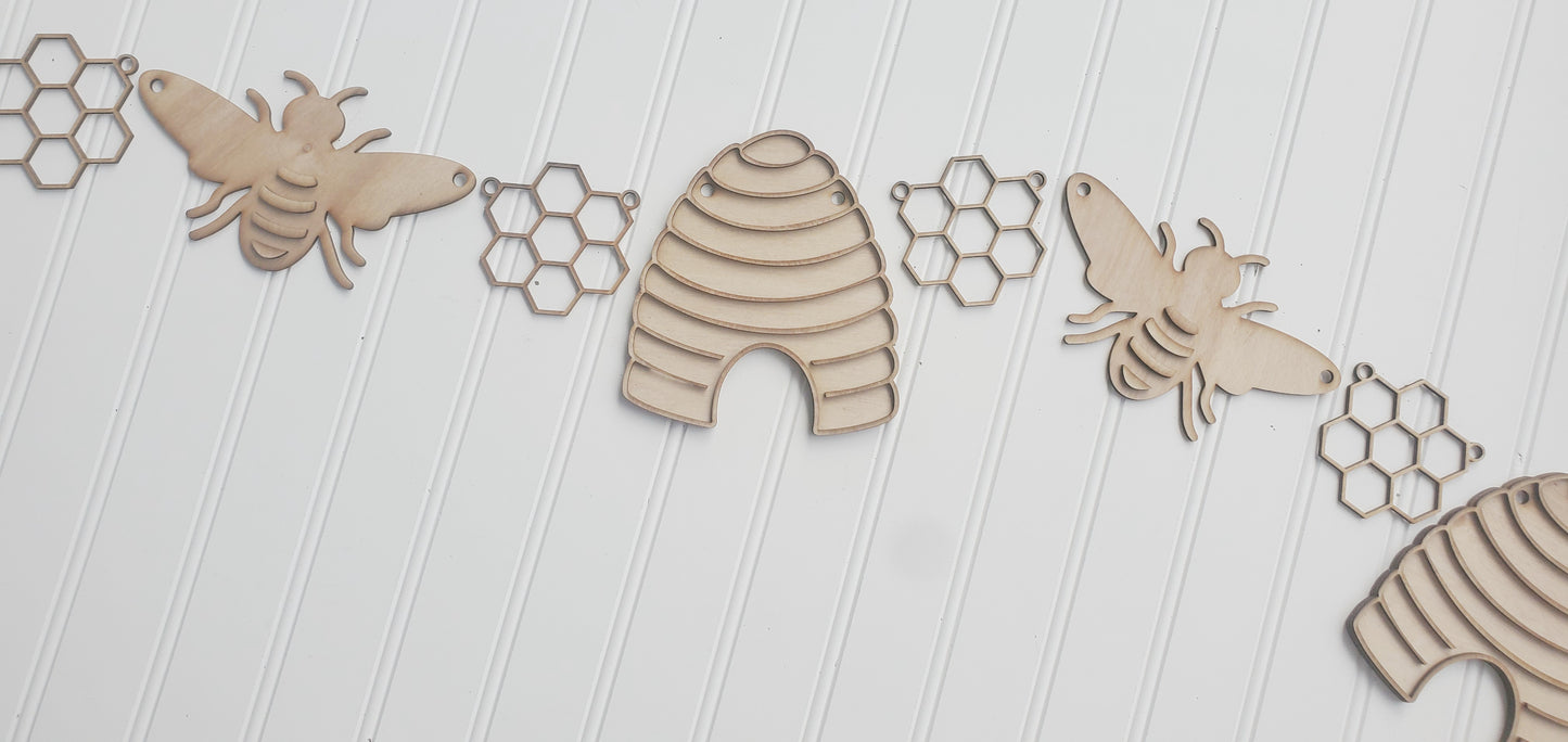 DIY - Bee Kind Wooden Banner/Garland Kit