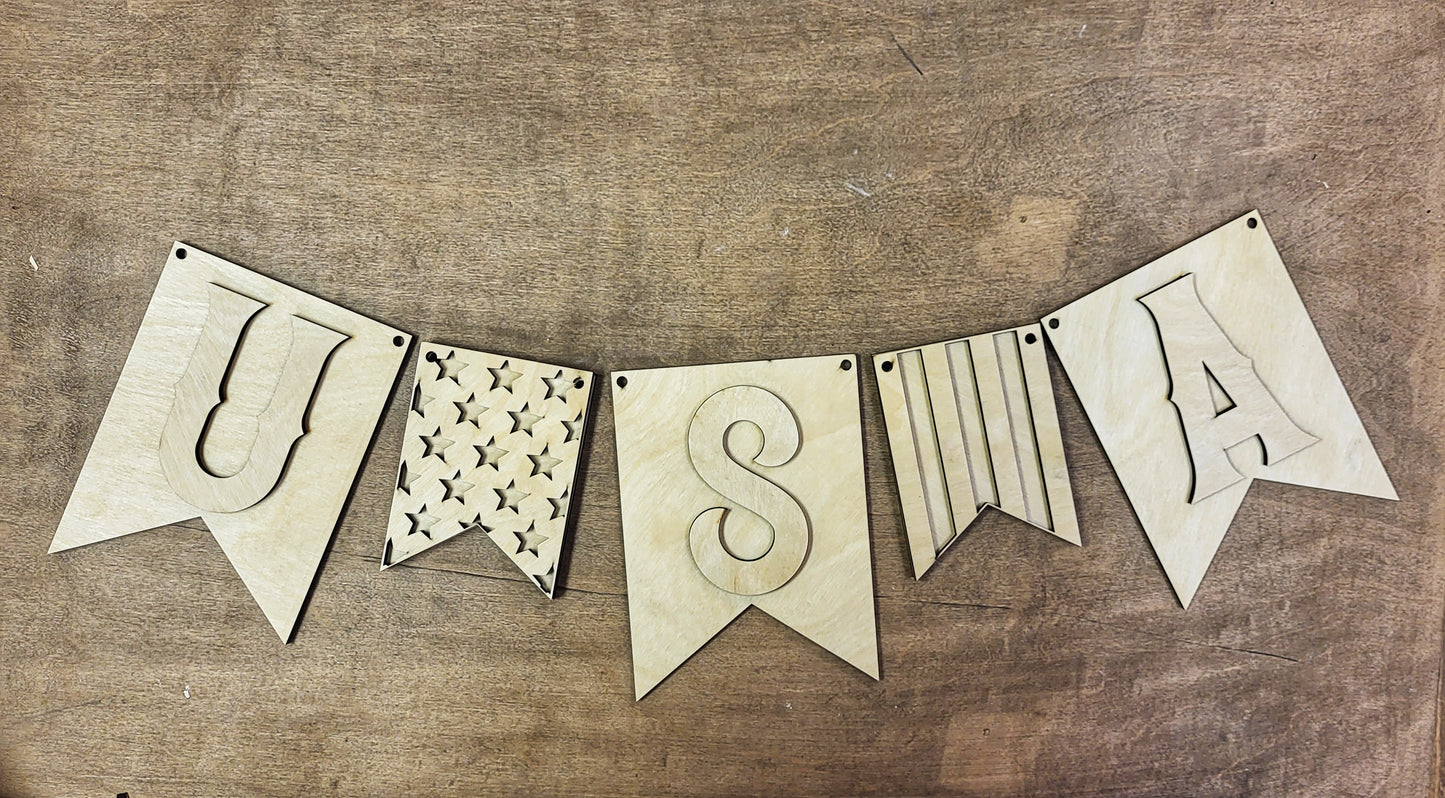 DIY - USA Wooden Banner/Garland Kit